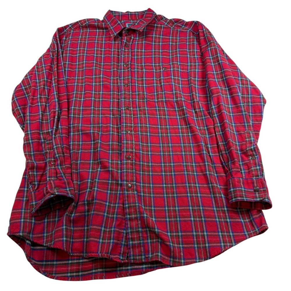 Woolrich Red Plaid Flannel Shirt - XL Men's Long Sleeve‎ Button Up